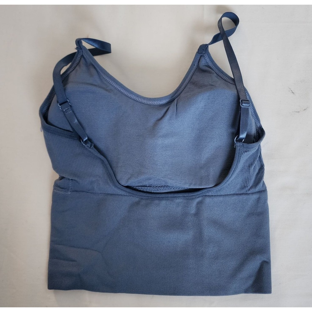 Set Of 3 Women's Ribbed U-Shaped Back Crop Top Bra- Black, Blue & Beige NWOT - Picture 6 of 8